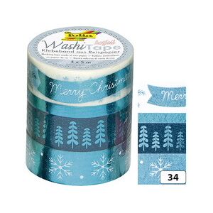 Folia Rubans autocollants Noël Washi-Tape HOTFOIL BLEU GLACE - Lot de 3