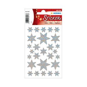 Herma Sticker de Noël DECOR 'étoiles', argent, film irisé - Lot de 12