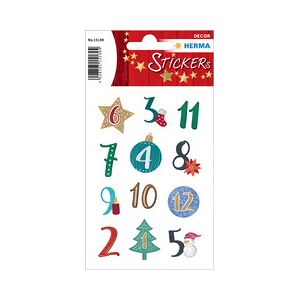 Herma Autocollants de Noël DECOR 'Calendrier de l'Avent' - Lot de 12