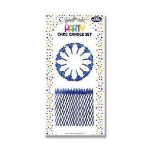 Clairefontaine Bougie d'anniversaire, rayée bleu/blanc - Lot de 10