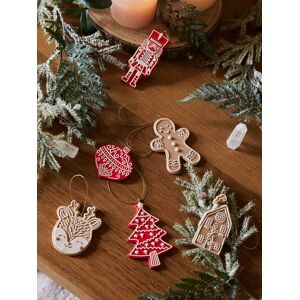 Vertbaudet Lot de 6 décorations de Noël effet biscuit à suspendre blanc BLANC TU - Publicité