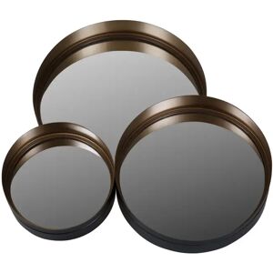 ZAGO Miroirs ronds en metal couleur laiton Dolce (set de 3)