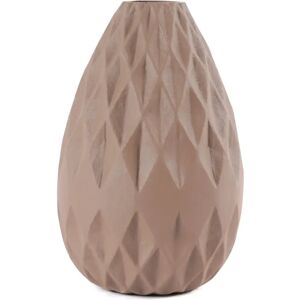 ZAGO Vase moderne design graphique metal emaille taupe h 21 cm Rubis