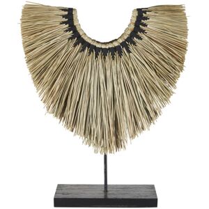 Maisons du Monde Deco a poser collier tresse en fibre de bananier avec fils noirs et base en bois de teck