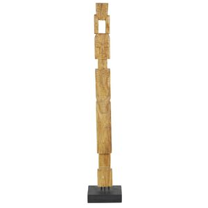 Maisons du Monde Statue totem personnages en bois de teck gravé sur base noire H120