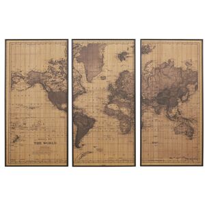 Maisons du Monde Triptyque imprime mappemonde marron et noir 174x120