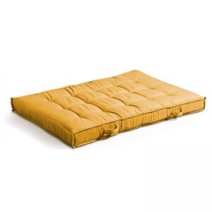 Oviala Coussin matelasse pour palette jaune 120x80 Jaune 120x12x80cm