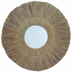 Decoclico Miroir rond en paille de mendong -90.000x3.500 cm - Beige - Fibres