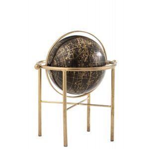 LANADECO Globe vintage métal/plastique or/noir H36cm