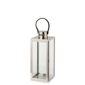 LANADECO Lanterne carrée métal/verre argent H51cm