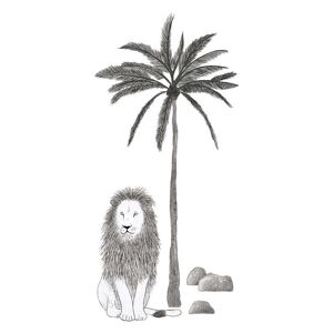 Lilipinso Sticker arbre et lion en vinyle mat 59 x 126 cm