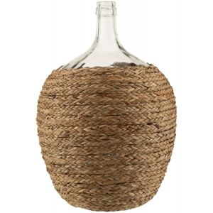 LANADECO Bouteille couverte paille/verre naturel H53cm