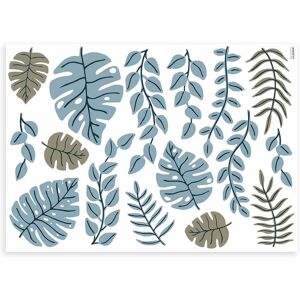 Lilipinso Stickers feuilles en vinyle mat vert 64 x 90 cm Bleu 90x64cm