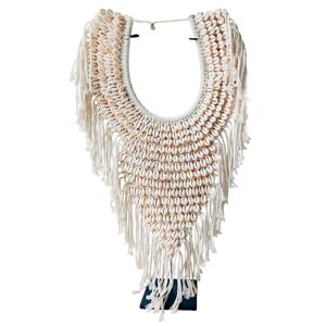 My Bliss Home Collier decoratif en macrame et coquillages, blanc L30 x H65 cm