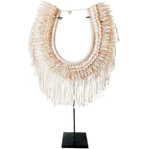 My Bliss Home Collier decoratif en marcame et coquillages, blanc L35 x H55 cm