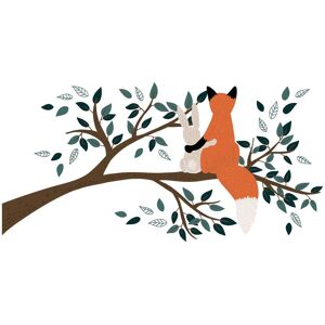 Lilipinso Sticker XL renard sur une branche en vinyle orange 29,7 x 42 cm Marron 100x0x50cm