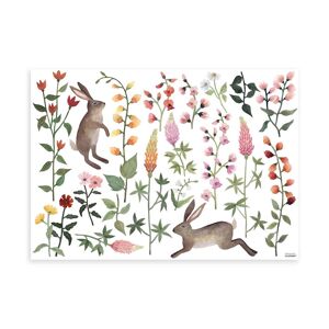 Lilipinso Sticker decora fleurs et lapins en vinyle 64x 90 cm