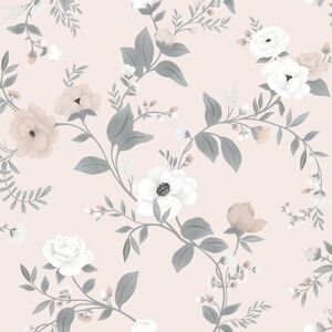 Lilipinso papier peint motif fleur en papier rose 50 cm x 10 m Rose 1000x50cm