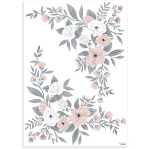 Lilipinso Stickers decoration fleurs en vinyle mat bleu 64 x 90 cm