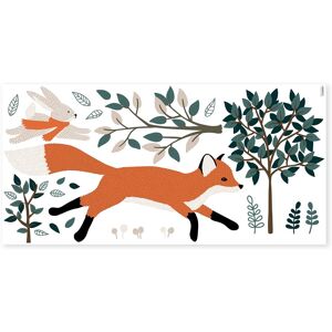 Lilipinso Sticker decor foret, renard et lapin en vinyle mat orange 64 x 130 cm