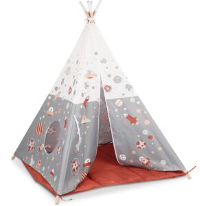 Beeloom Tente tipi pour enfant en bois naturel et polyester imperméable gris Gris 120x150x120cm