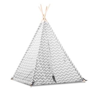 Beeloom Tente tipi pour enfants en bois naturel et polyester blanc et gris Gris 120x150x120cm