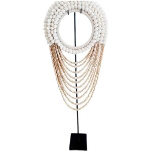 My Bliss Home Collier en coquillages et perles de bois, blanc/beige L30 x H60 cm