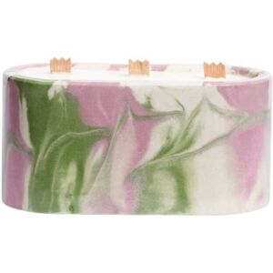 Junny Bougie xxl tie&dye en beton rose et vert parfum fleur de coton