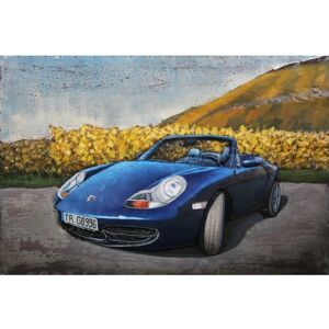 DECO-MURALE.shop Tableau relief en metal porsche a la campagne 120x80