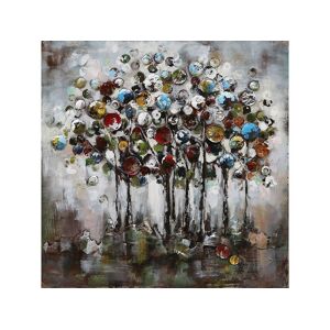 DECO-MURALE.shop Tableau relief en metal arbre bille 100x100