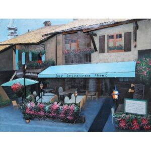 DECO-MURALE.shop Tableau relief en metal bar restaurant epicurien 80x60