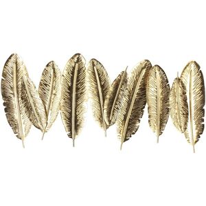 DECO-MURALE.shop Decoration murale en metal plumes dorees 99x48x4