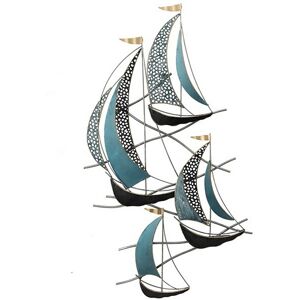 DECO-MURALE.shop Decoration murale en metal sailboat at sea 106x61x3