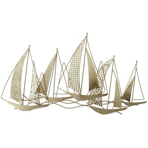 DECO-MURALE.shop Decoration murale en metal golden sailboat 92x50x4