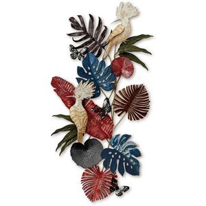 DECO-MURALE.shop Decoration murale en metal oiseau et vegetation tropicale 119x60x8