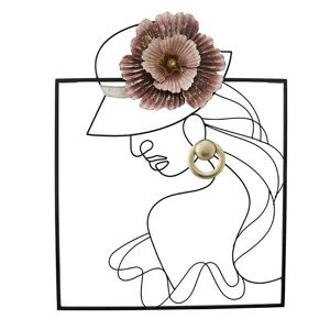 DECO-MURALE.shop Decoration murale en metal visage et fleur 74x58x6