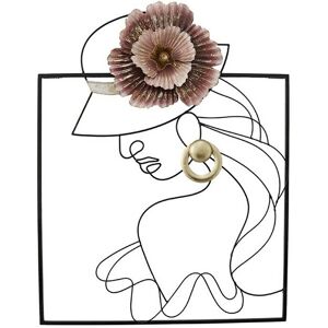 DECO-MURALE.shop Decoration murale en metal visage et fleur 74x58x6