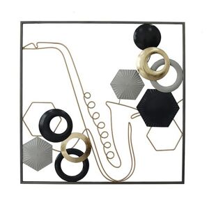 DECO-MURALE.shop Decoration murale en metal saxophone dore 60x60x2