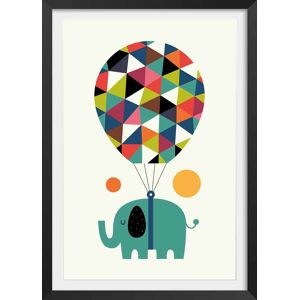 Hexoa Affiche enfant hot air balloon jumbo avec cadre noir 40x60 cm - Publicité