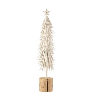 LANADECO Sapin de Noel decoratif a led en metal blanc 14x14x48 cm