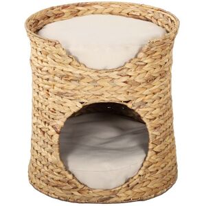 Beau Rivage Panier rond pour chat en jonc de mer coussins ecru