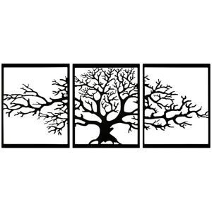 Harmonie design Deco murale triptyque arbre de vie en metal noir 144x59 cm