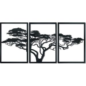 Harmonie design Deco murale arbre de vie africain en metal noir 180x96 cm