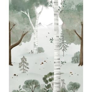 Lilipinso Papier peint décor birch forest l vert Vert 0x248x200cm