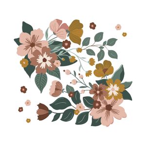 Lilipinso Grand sticker bouquets de fleurs en vinyle mat multicolore