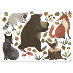 Lilipinso Stickers muraux ours et ses amis en vinyle mat marron Marron 90x64cm