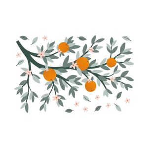 Lilipinso Grand sticker branches et oranges en vinyle mat multicolore Multicolore 80x0x54cm