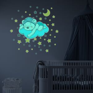 Ambiance Sticker Stickers mural phosphorescents lumineux ourson 60x70cm Multicolore 70x60cm