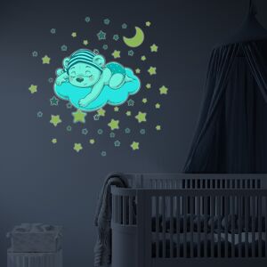 Ambiance Sticker Stickers mural phosphorescents lumineux ourson 90x105cm