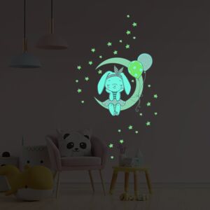 Ambiance Sticker Stickers mural phosphorescents lumineux lapin 55x50cm Multicolore 50x55cm